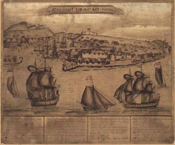 1800 map 't Eÿland Curacao, anno 1800: illegible.