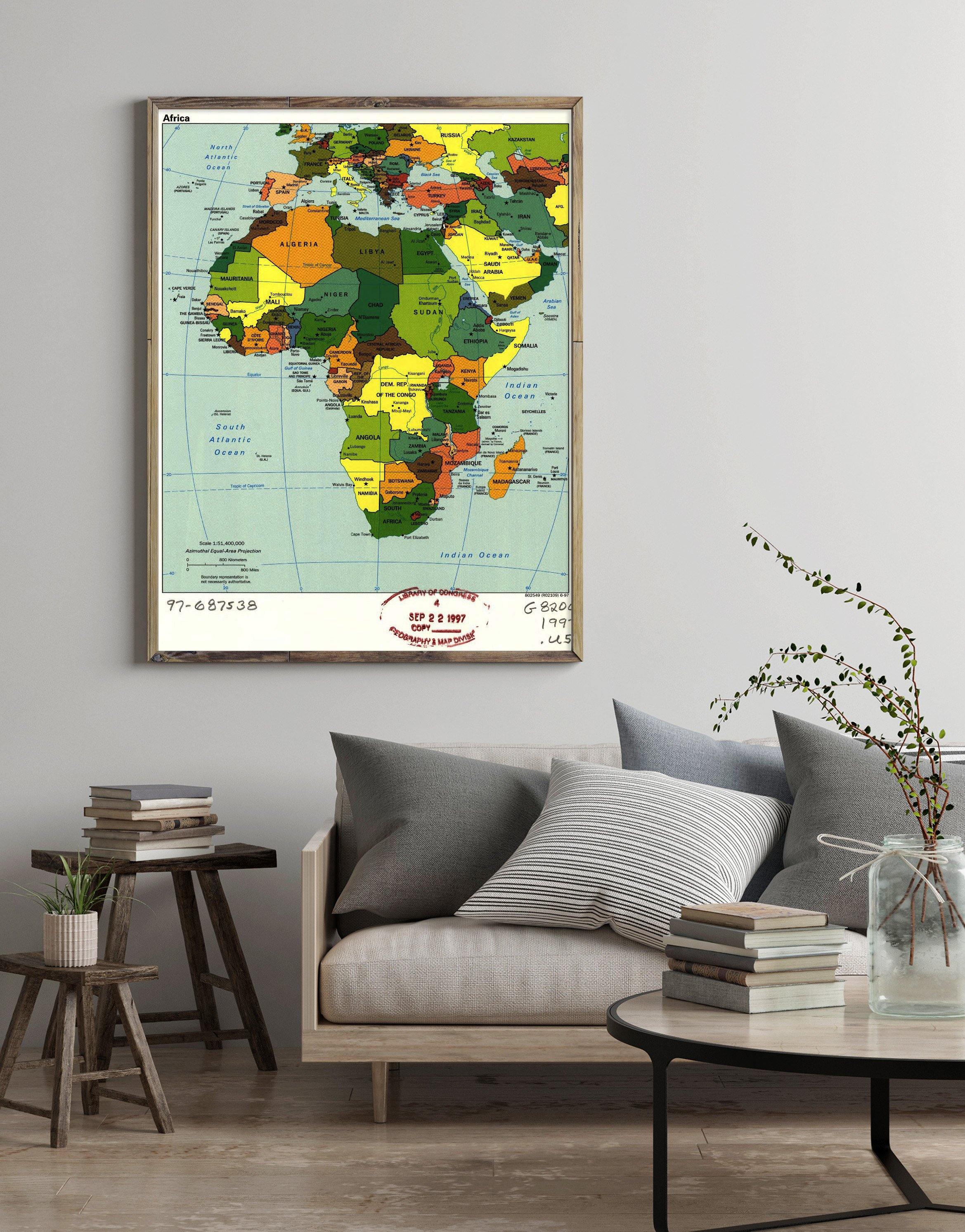 1997 Map| Africa| Africa Map Size: 18 inches x 24 inches |Fits 18x24 s - New York Map Company