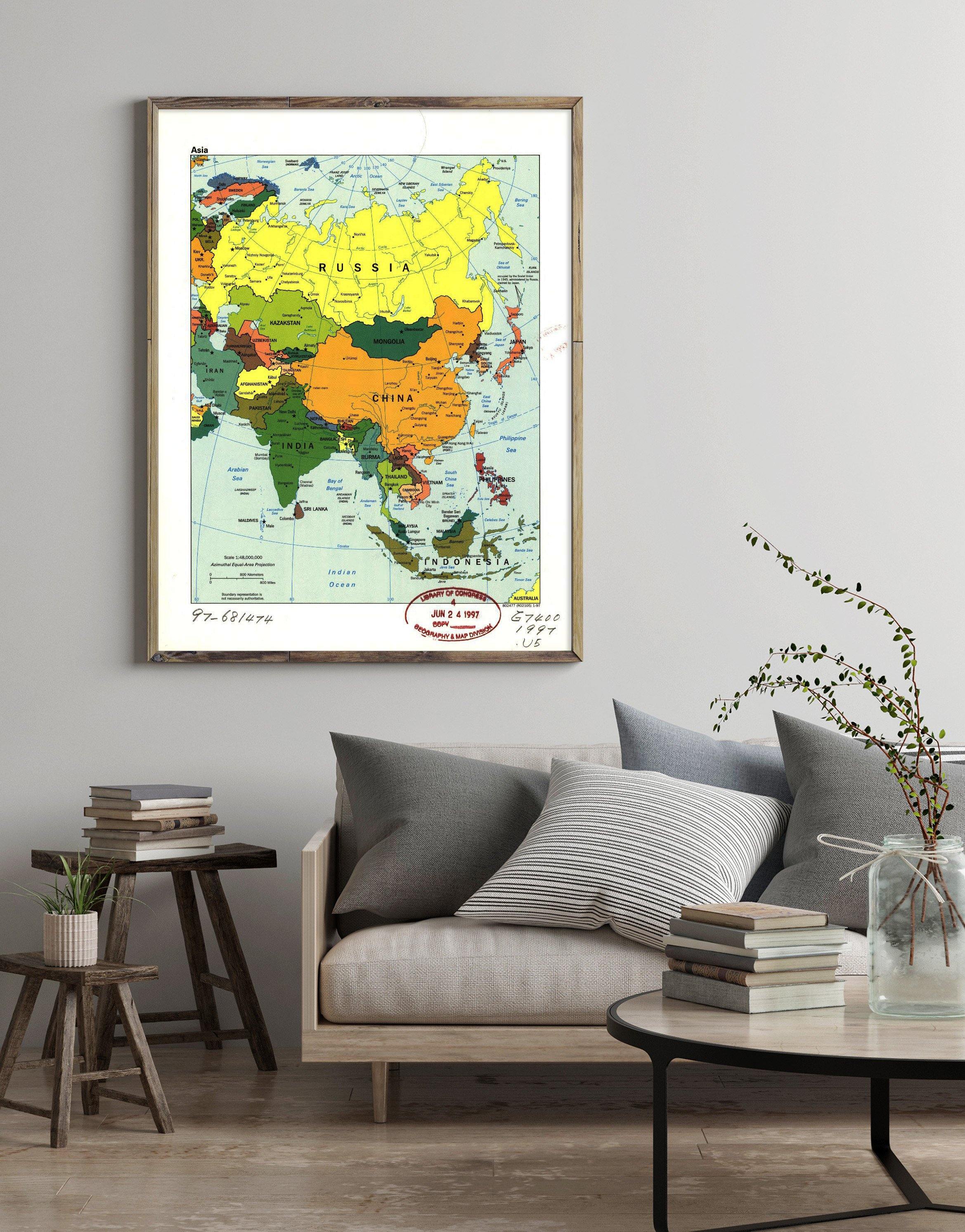 1997 Map| Asia| Asia Map Size: 18 inches x 24 inches |Fits 18x24 size - New York Map Company