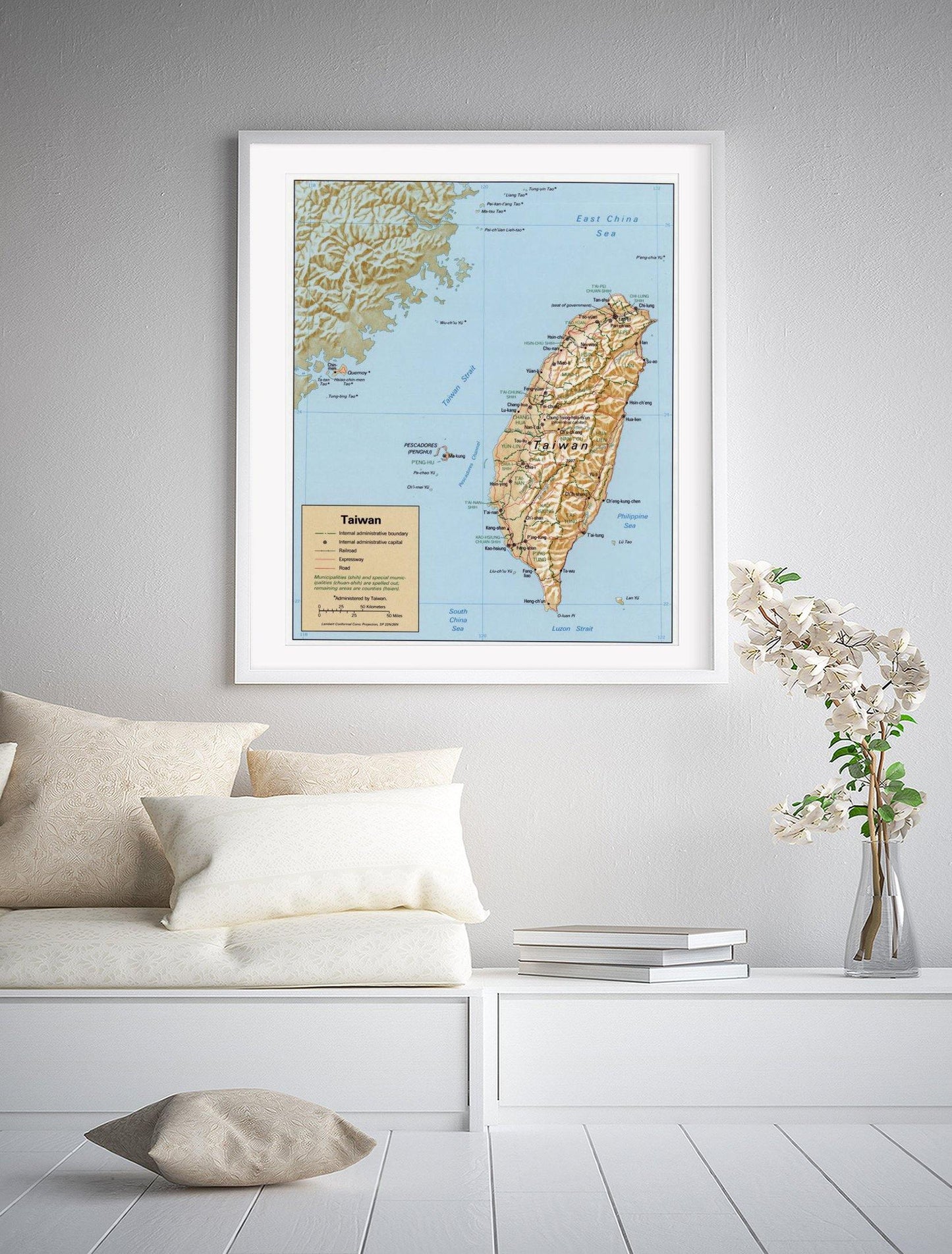 1992 Map| Taiwan| Taiwan Map Size: 20 inches x 24 inches |Fits 20x24 s - New York Map Company