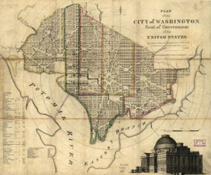 1835 map Plan of the city of Washington: seat of government of the United States Entered according to Act of Congress on the 12 day of Nov. 1822 by S.A. Elliot of the District of Columbia.