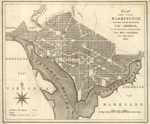 1793 Map | District of Columbia | Georgetown Washington | Georgetown Washington, D.C | Washington | Washington D.C | Plan der stad Washington: bestemd tot de hoofdstad van America, en ter bestendige verblijfplaats van het Congres, naa het jaar 1800.