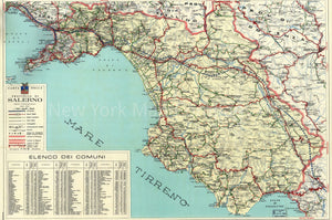 1966 map Carta della provincia di Salerno. Map Subjects: Italy | Roads | Salerno Province