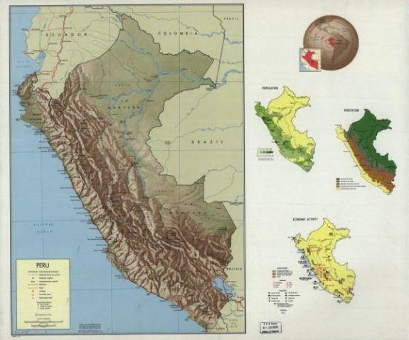 1970 Map| Peru. 5-70| Peru Map Size: 20 inches x 24 inches |Fits 20x24 - New York Map Company