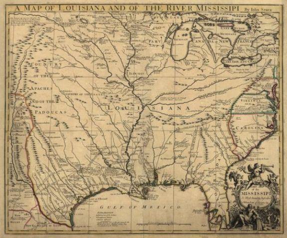 1721 Map of Louisiana and of the river Mississipi i.e. Mississippi: this map of the Mississipi i.e. Mississippi is most humbly inscribed to William Law of Lanreston, esq | United States From: A new general atlas, containing a geographical and historical - New York Map Company