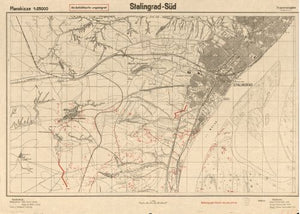 1942 Map Stalingrad-Süd. - 18x24 - Ready to Frame - Russia (Federation) Volgog - New York Map Company
