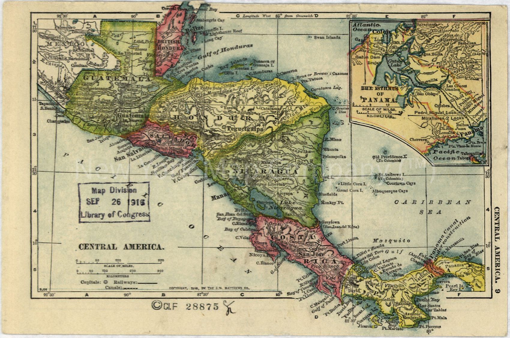 1916 map Central America. Cuba, Porto Rico, and Jamaica. Map Subjects: Central America | Cuba | Jamaica | Puerto Rico