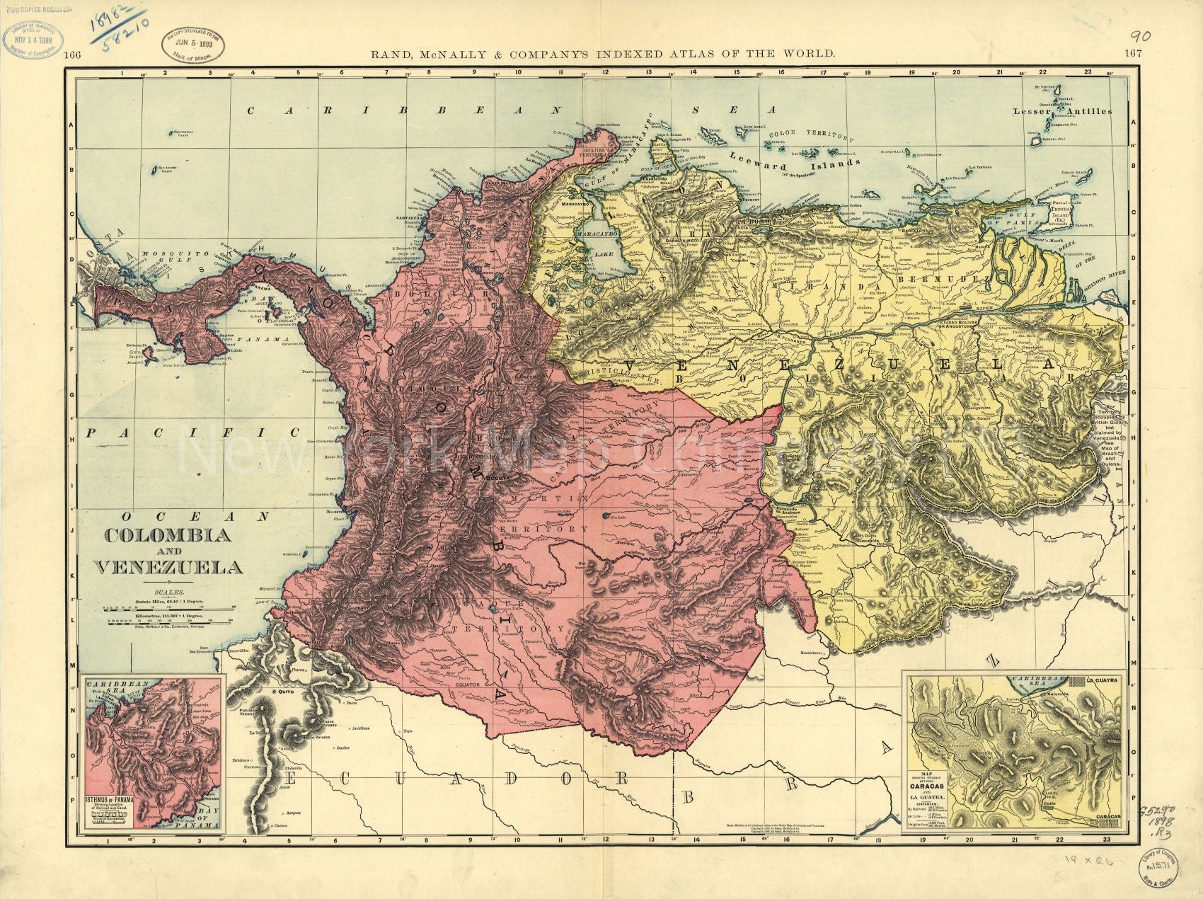 1898 map Colombia and Venezuela. Map Subjects: Colombia | Venezuela