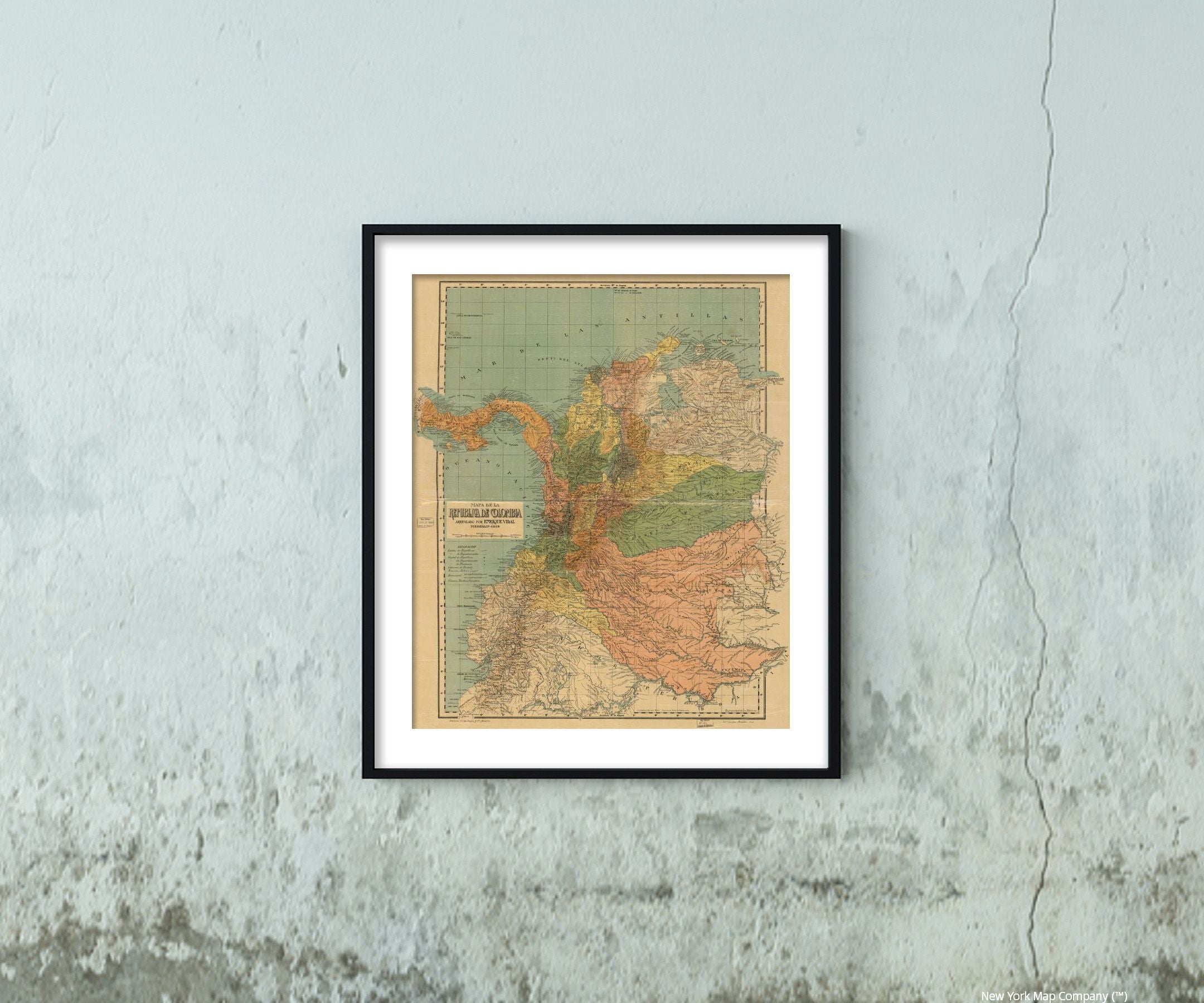 1912 Map|Title: Mapa de la Republica de Colombia|Subject: Colombia 20 inches x 2 - New York Map Company