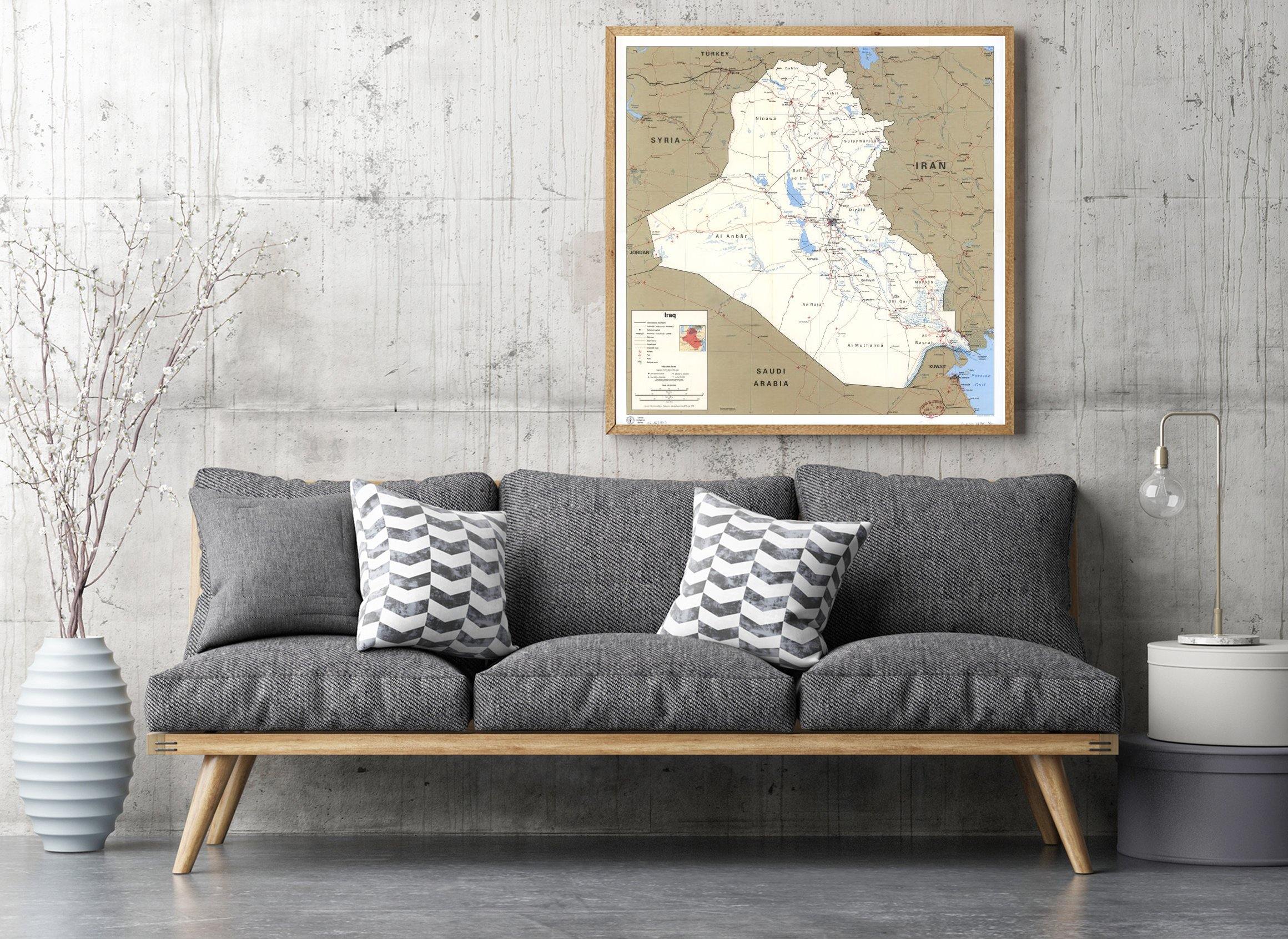 1994 Map| Iraq| Iraq Map Size: 24 inches x 24 inches |Fits 24x24 size - New York Map Company