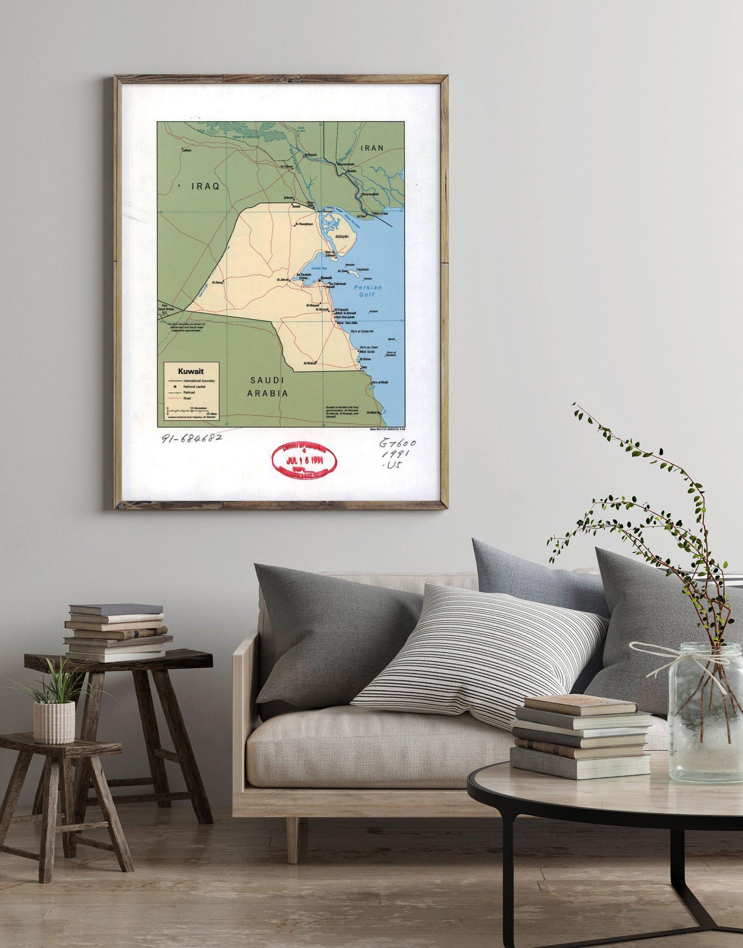 1991 Map| Kuwait| Kuwait Map Size: 18 inches x 24 inches |Fits 18x24 s - New York Map Company