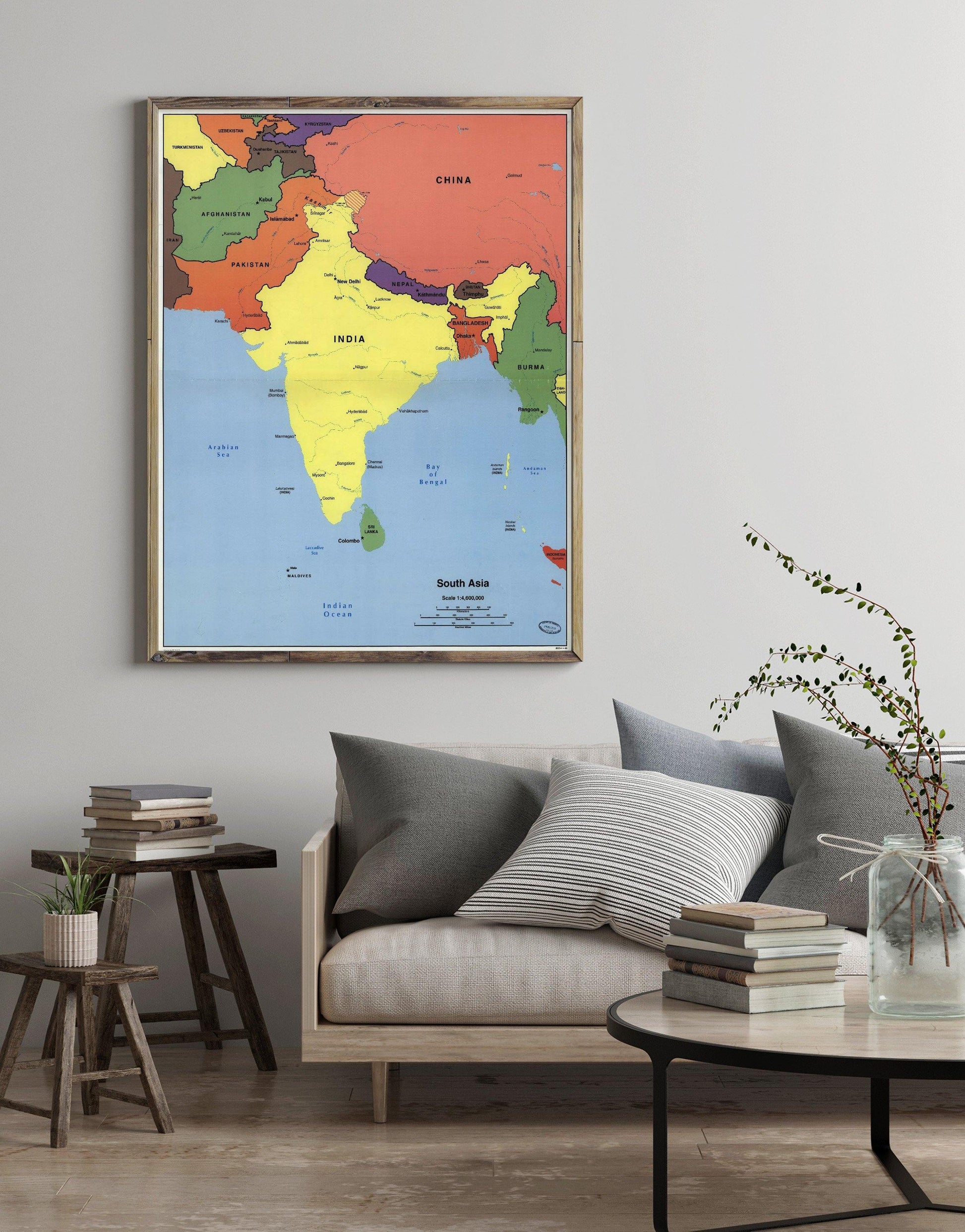 1998 Map| South Asia| South Asia Map Size: 18 inches x 24 inches |Fits - New York Map Company