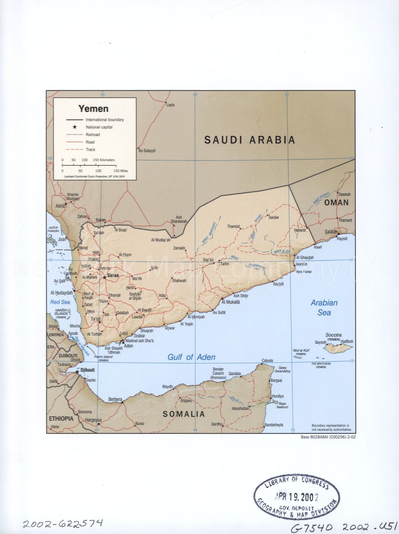 2002 map Yemen. Map Subjects: Yemen | Yemen Republic