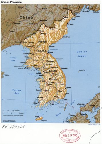 1993 Map Korean Peninsula. - 16x24 - Ready to Frame - Korea Korea - New York Map Company