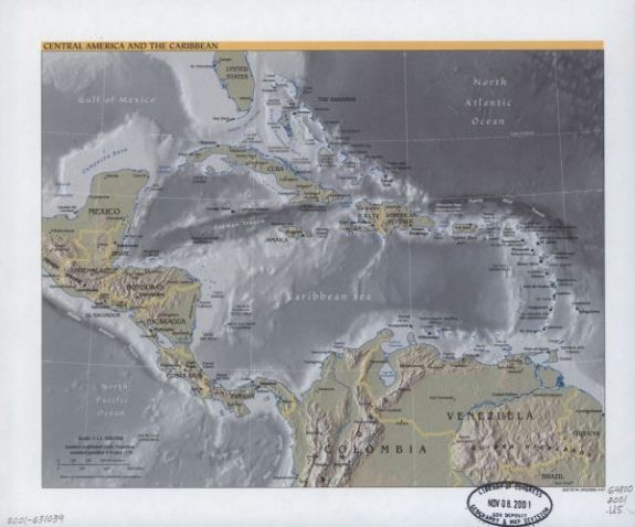 2001 map Central America and the Caribbean.
