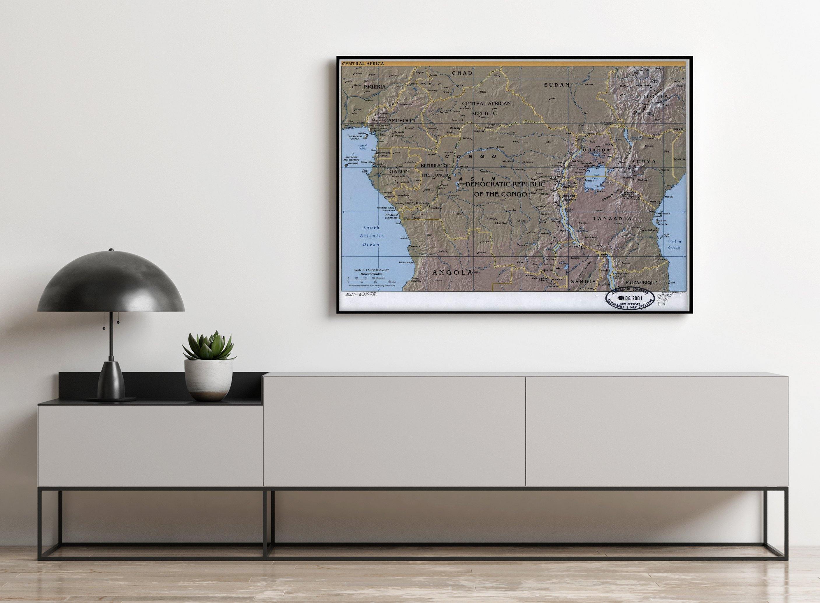 2001 Map| Central Africa| Africa, Central Map Size: 18 inches x 24 inc - New York Map Company