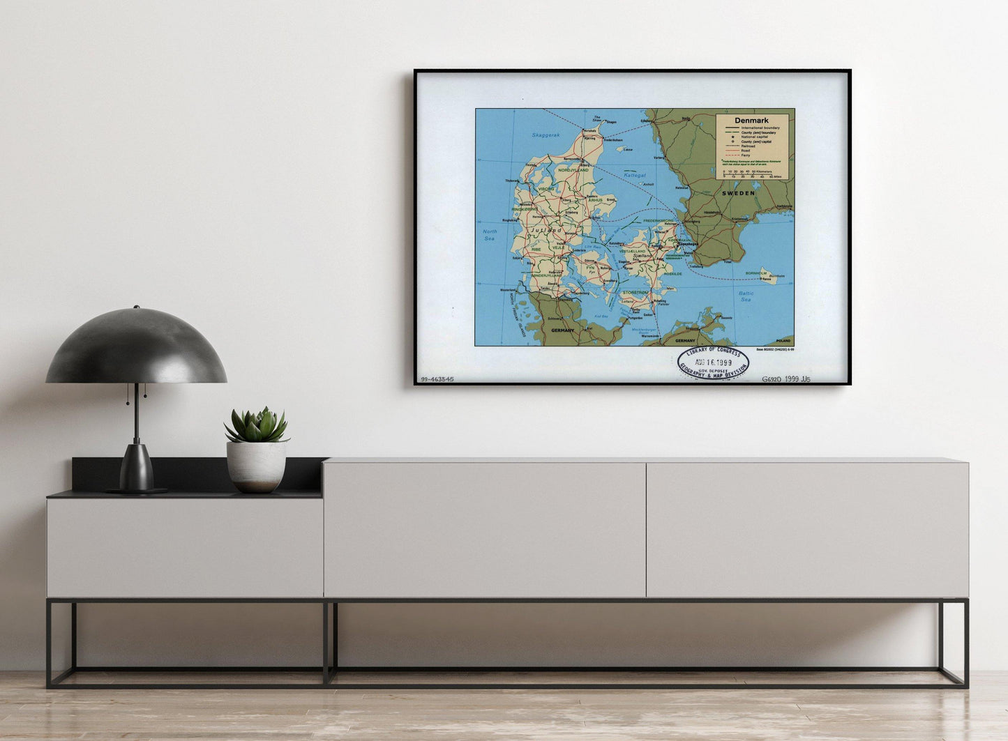 1999 Map| Denmark| Denmark Map Size: 18 inches x 24 inches |Fits 18x24 - New York Map Company