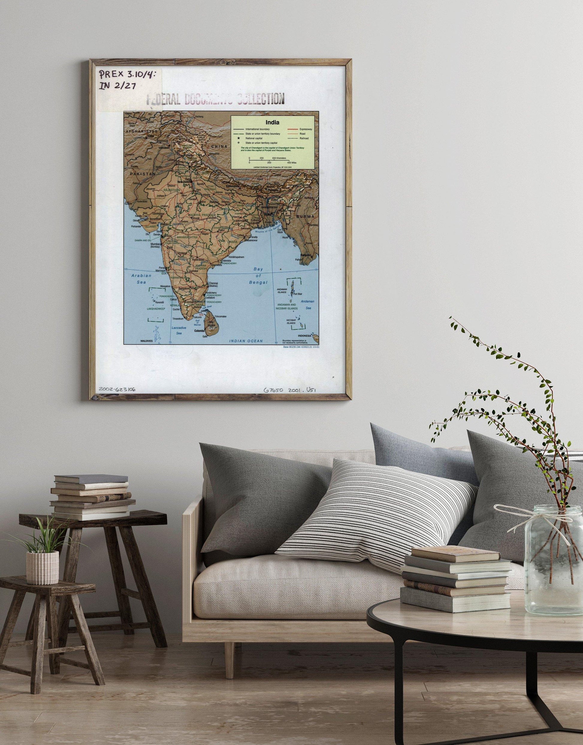 2001 Map| India| India Map Size: 18 inches x 24 inches |Fits 18x24 siz - New York Map Company