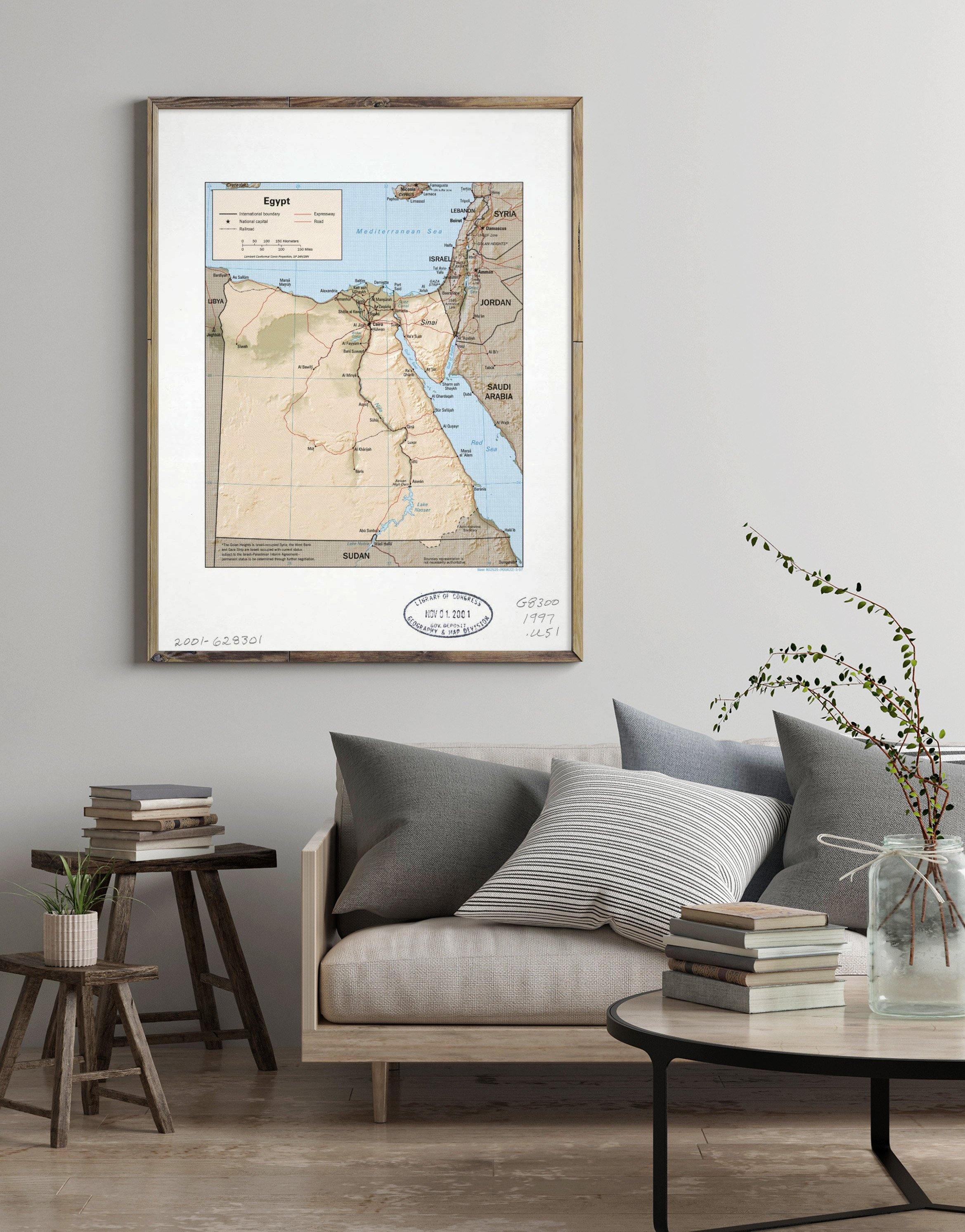 1997 Map| Egypt| Egypt Map Size: 18 inches x 24 inches |Fits 18x24 siz - New York Map Company