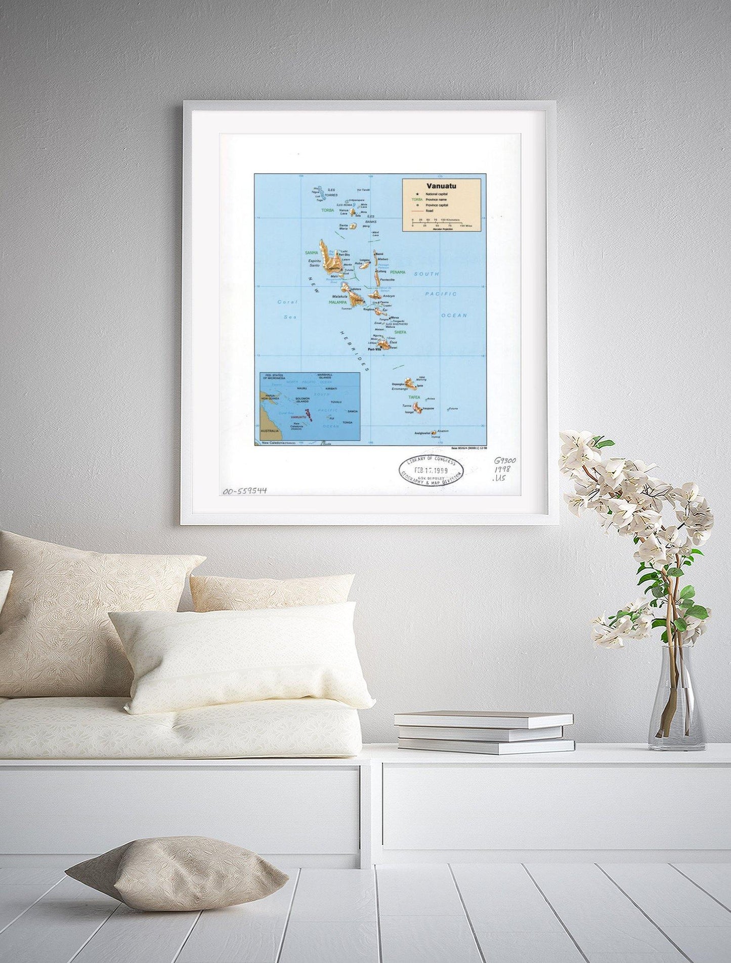 1998 Map| Vanuatu| Vanuatu Map Size: 20 inches x 24 inches |Fits 20x24 - New York Map Company