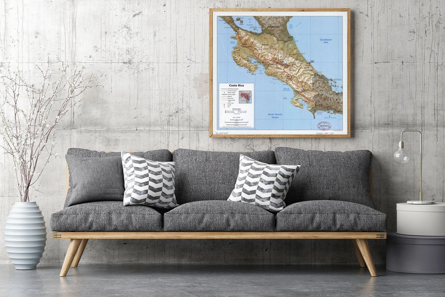 1991 Map| Costa Rica| Costa Rica Map Size: 22 inches x 24 inches |Fits - New York Map Company