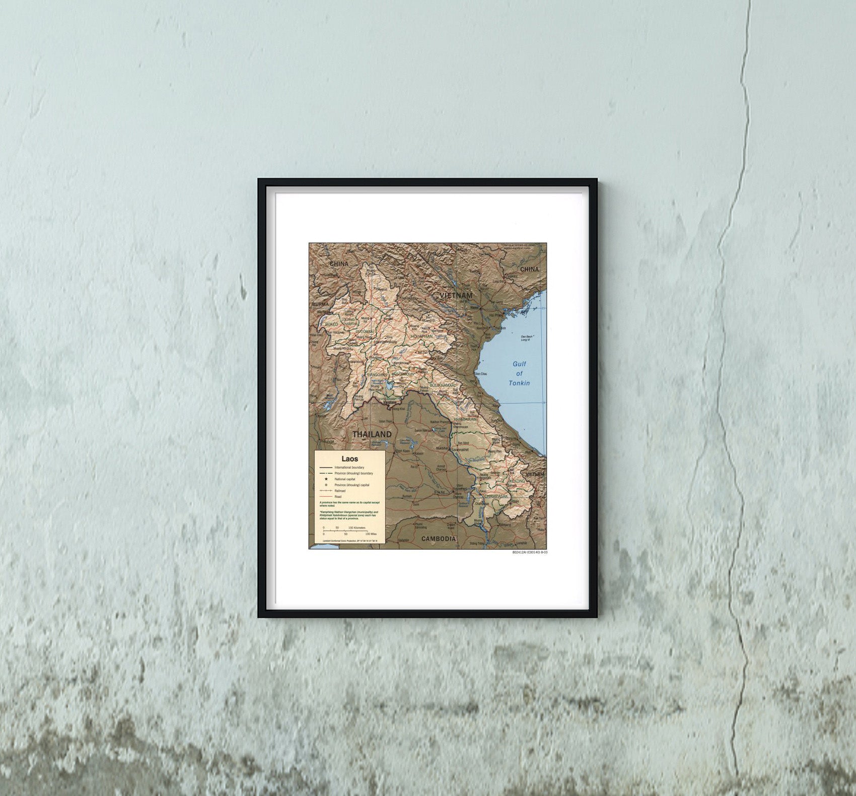2003 Map|Title: Laos|Subject: Laos 18 inches x 24 inches |Fits 18x24 size frame - New York Map Company
