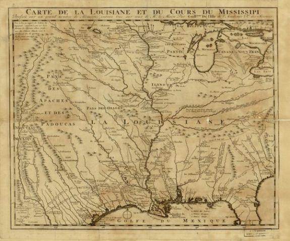 1717 Map | Louisiana | Mississippi River Valley | United States | Carte de la Louisiane et du cours du Mississipi, - New York Map Company