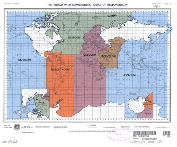 2000 Map| The world with commanders' areas of responsibility| Command - New York Map Company