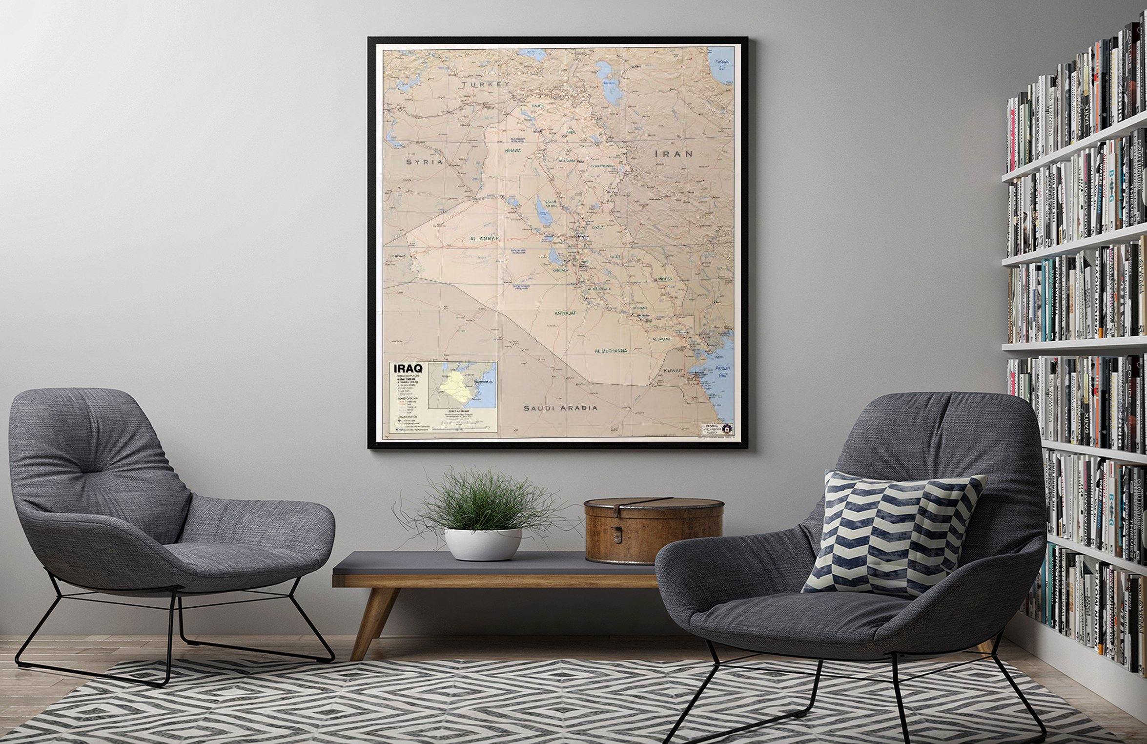 2003 Map| Iraq| Iraq Map Size: 22 inches x 24 inches |Fits 22x24 size - New York Map Company