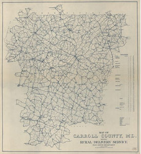 1911 Map of Carroll County, Md., showing rural delivery service - 22x24 - Ready - New York Map Company