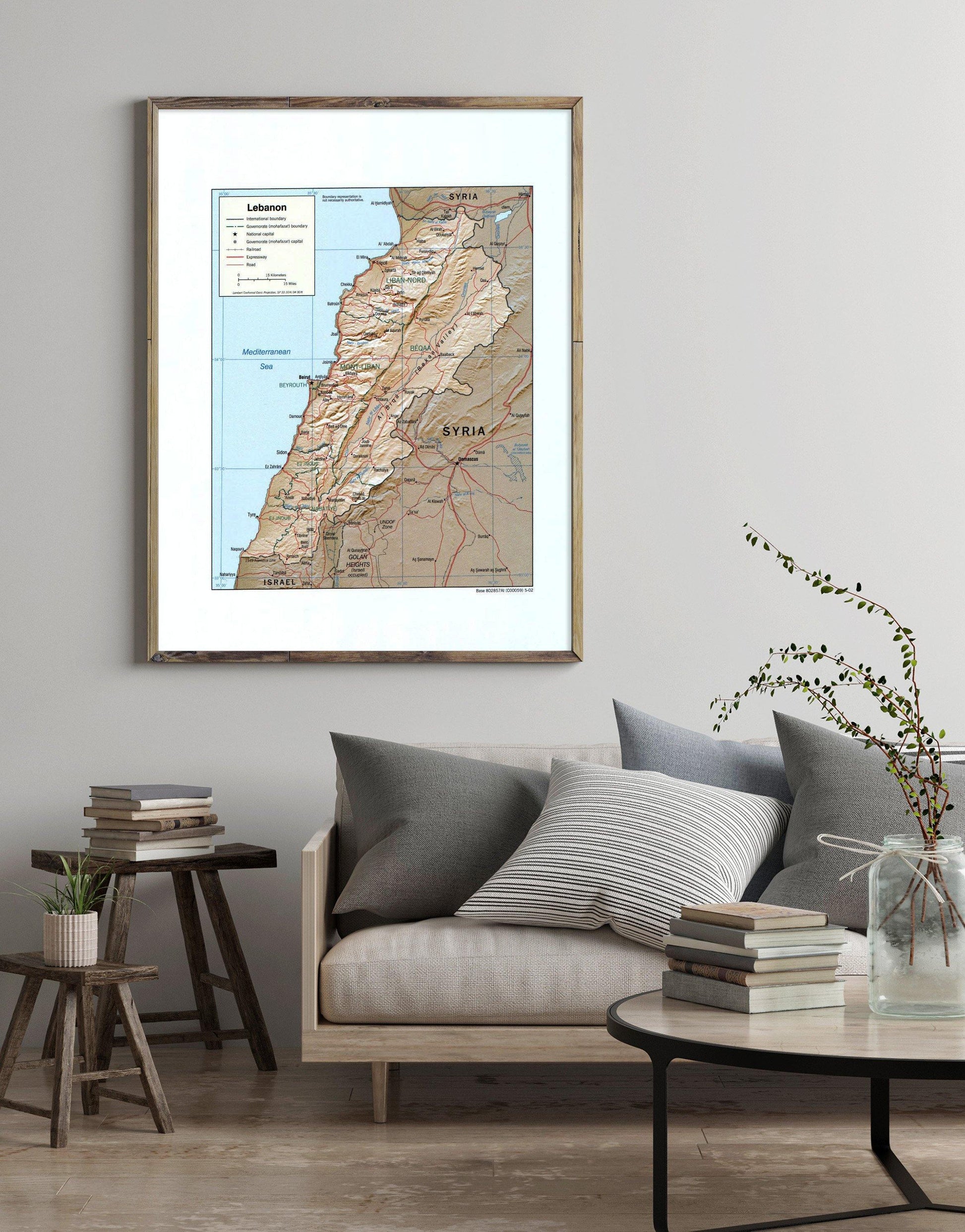 2002 Map| Lebanon| Lebanon Map Size: 18 inches x 24 inches |Fits 18x24 - New York Map Company