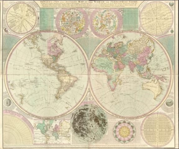 1780 map Bowles's new and accurate map of the world, or Terrestrial globe: laid down from the best observations and newest discoveries particularly those lately made in the south seas by Anson, Byron, Wallis, Bouganville, Cook, and other celebrated circu