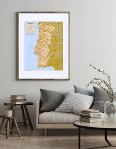 1982 Map| Portugal| Portugal Map Size: 18 inches x 24 inches |Fits 18x - New York Map Company