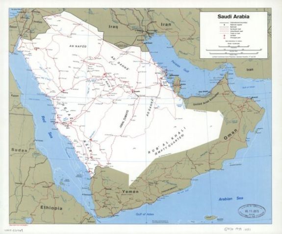 1979 Map | Saudi Arabia | Saudi Arabia Base 503719 6-79 (543851). Depths shown by contours.