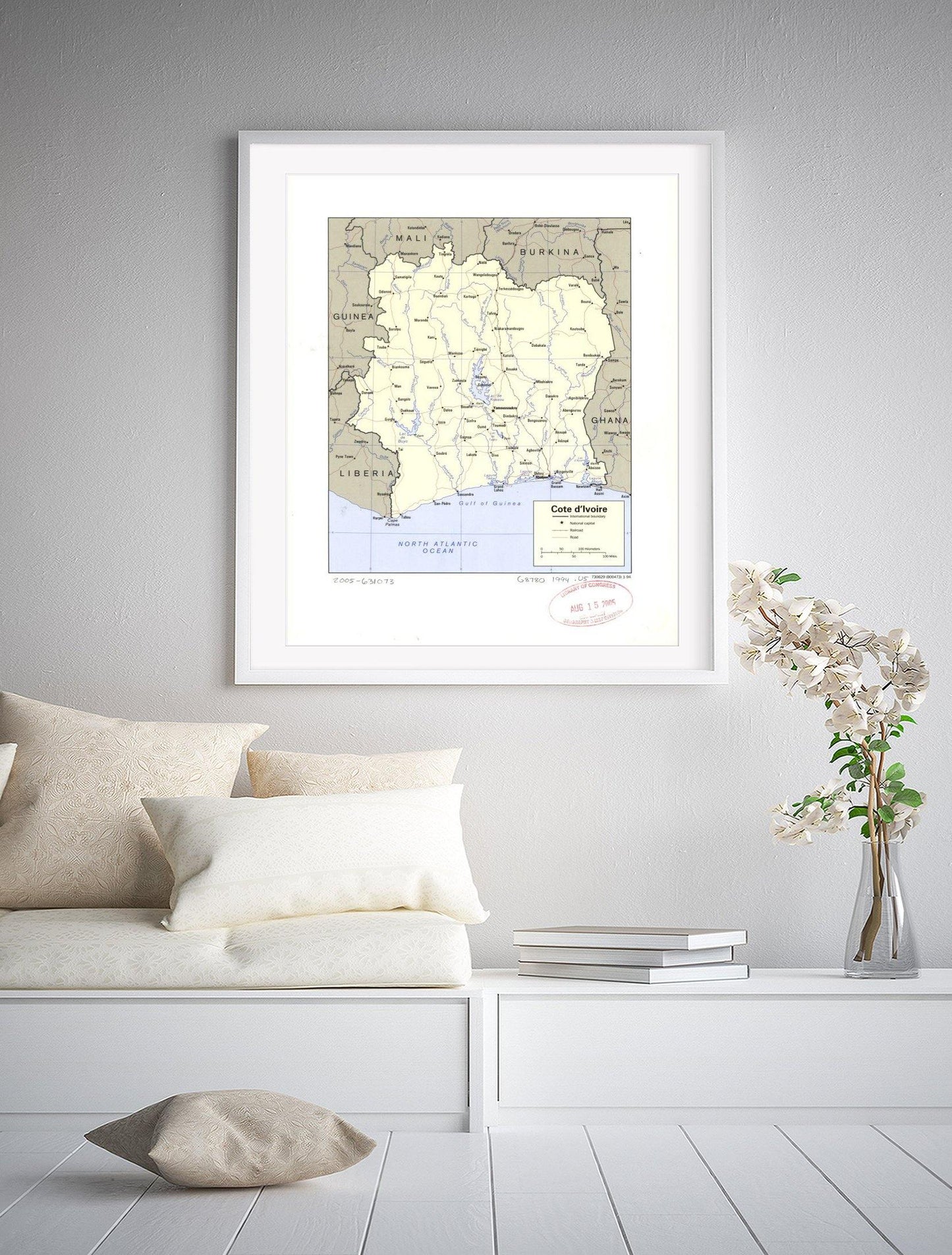 1994 Map| Cote d'Ivoire| Cote D'ivoire Map Size: 20 inches x 24 inches - New York Map Company