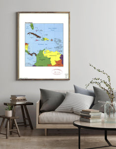 1990 Map| The Caribbean| Caribbean Area Map Size: 18 inches x 24 inche - New York Map Company
