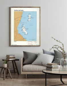 1977 Map| Zanzibar and Pemba| Pemba Island|Pemba Island Tanzania|Tanza - New York Map Company