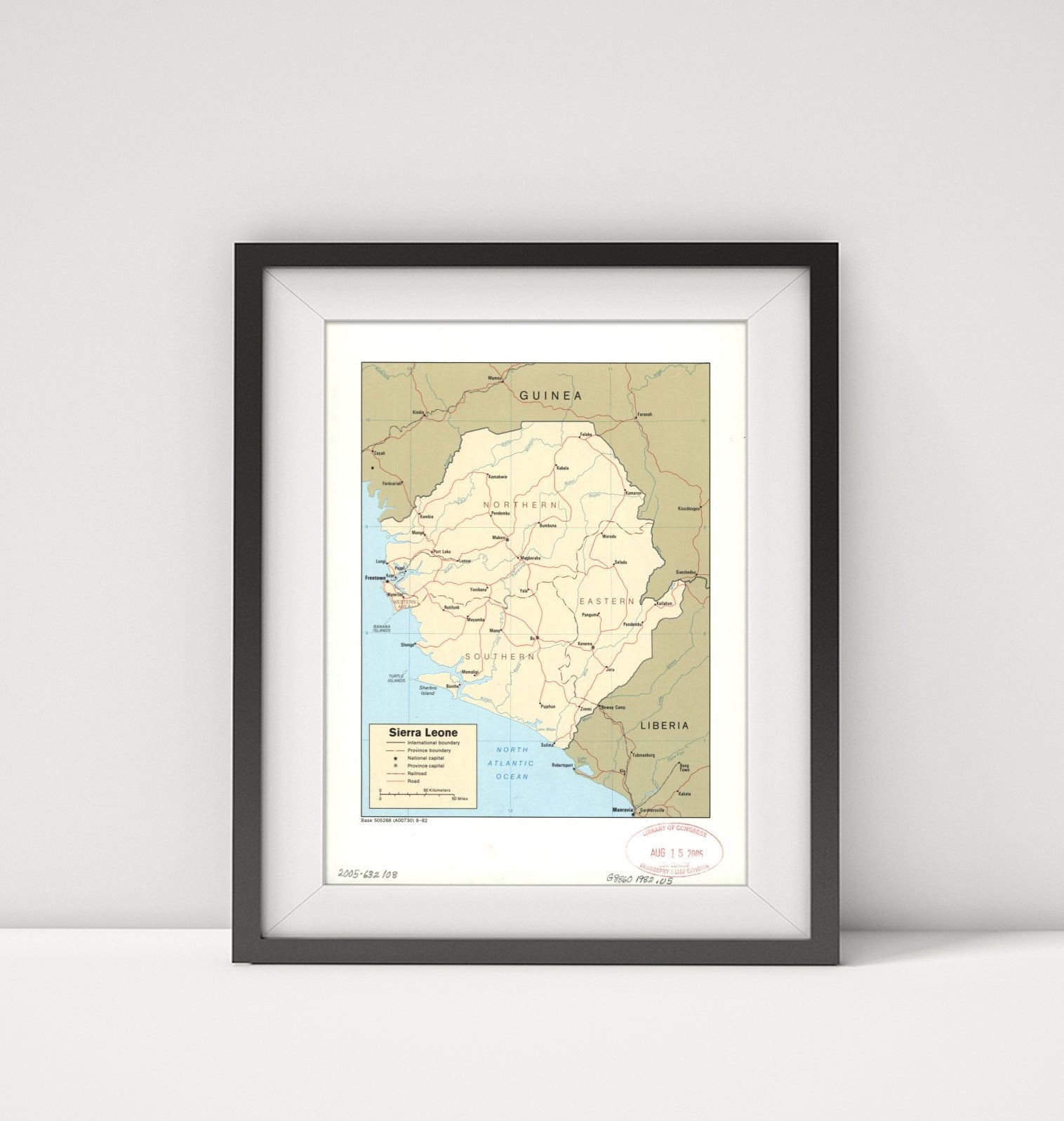 1982 Map|Title: Sierra Leone|Subject: Sierra Leone 18 inches x 24 inches |Fits 1 - New York Map Company