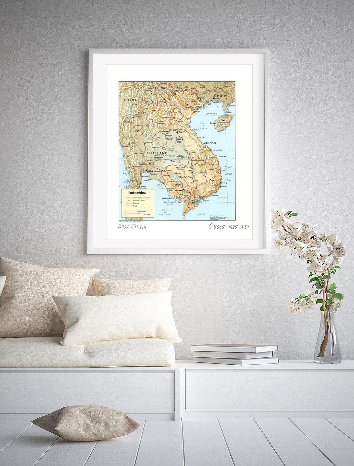 1985 Map| Indochina| Indochina Map Size: 20 inches x 24 inches |Fits 2 - New York Map Company