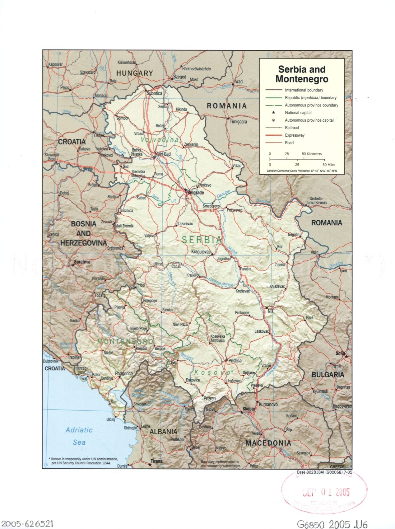 2005 map Serbia and Montenegro. Map Subjects: Montenegro | Serbia | Serbia and Montenegro