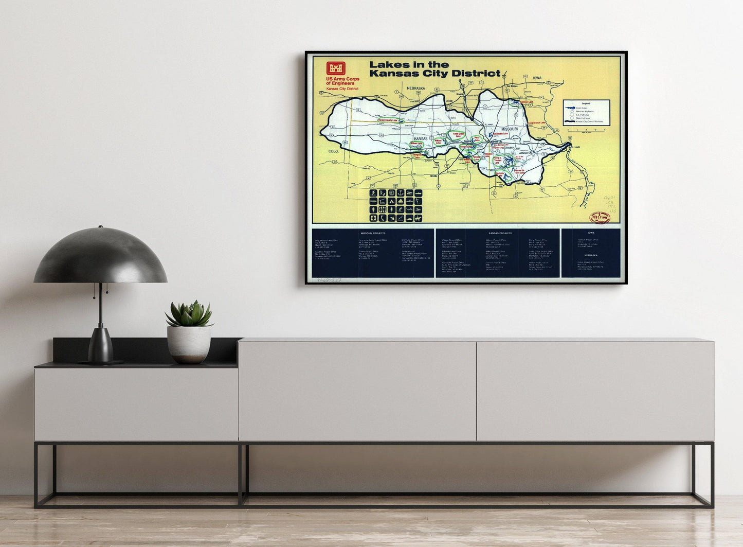 1992 Map| Lakes in the Kansas City District| Lakes|Middle West|Outdoor - New York Map Company