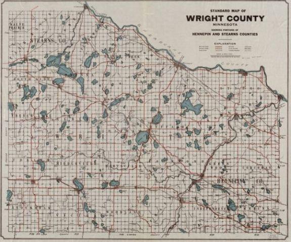 1920 Map| Standard map of Wright County, Minnesota : showing portions - New York Map Company