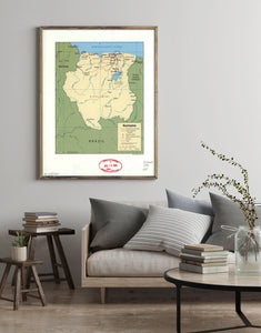 1991 Map| Suriname| Suriname Map Size: 18 inches x 24 inches |Fits 18x - New York Map Company