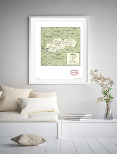 1994 Map| Slovakia| Slovakia Map Size: 20 inches x 24 inches |Fits 20x - New York Map Company