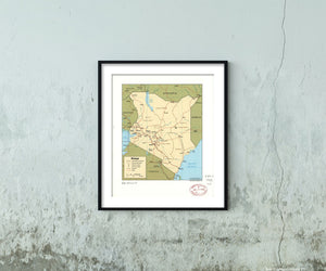 1988 Map|Title: Kenya|Subject: Kenya 20 inches x 24 inches |Fits 20x24 size fram - New York Map Company