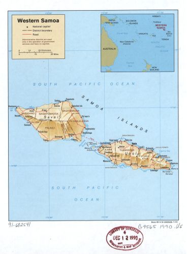 1990 Map Western Samoa. - 18x24 - Ready to Frame - Samoa Samoa - New York Map Company