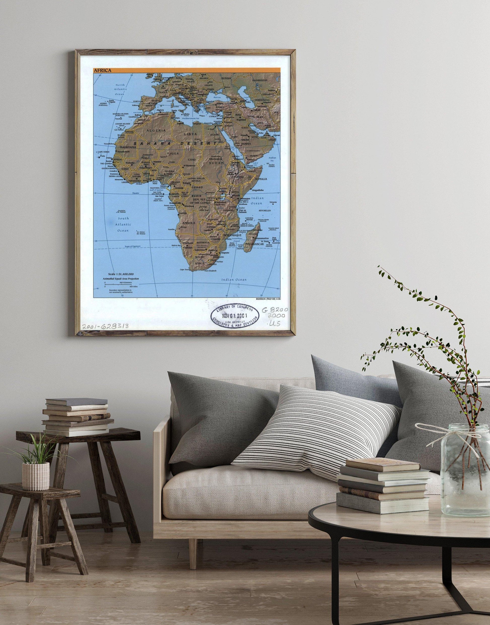 2000 Map| Africa| Africa Map Size: 18 inches x 24 inches |Fits 18x24 s - New York Map Company