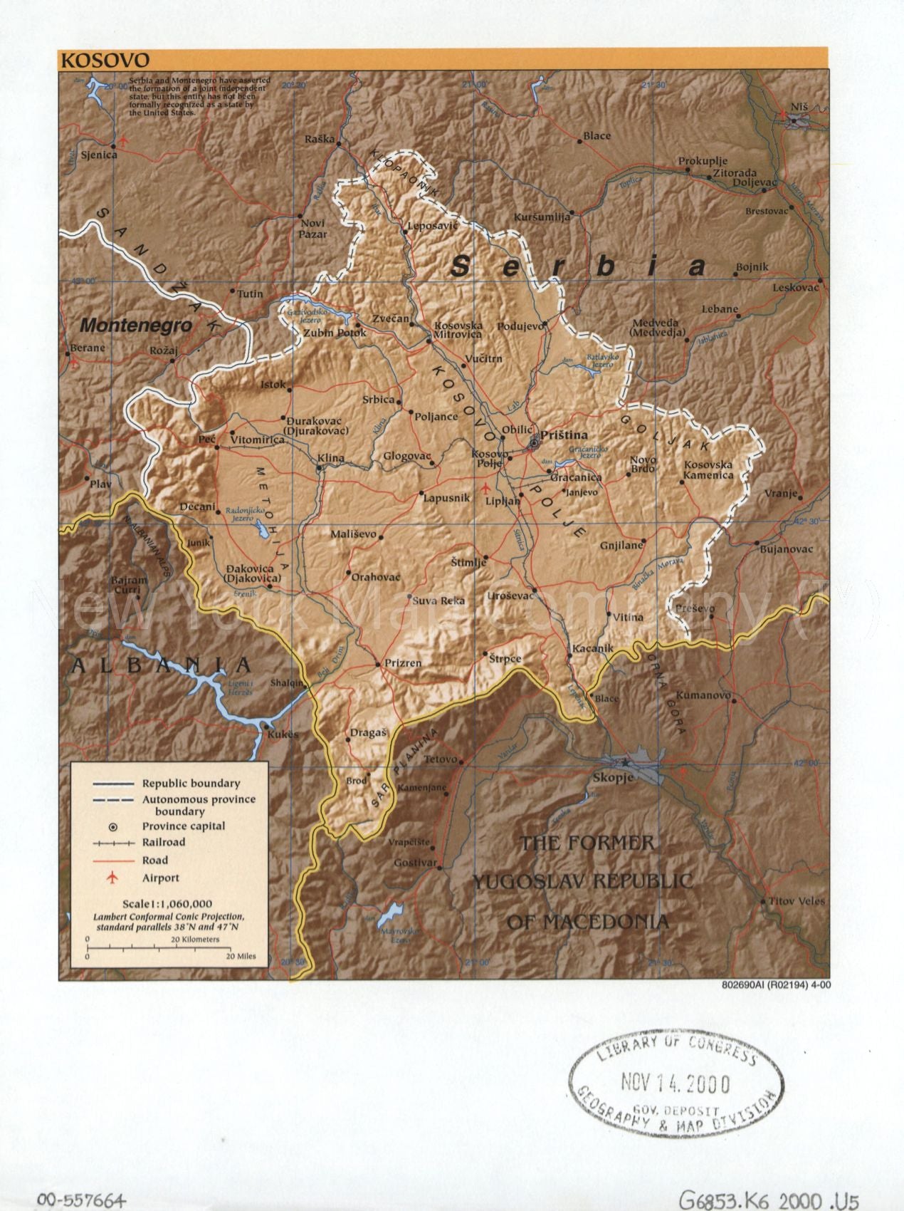 2000 map Kosovo. Map Subjects: Kosovo | Kosovo Republic | Serbia