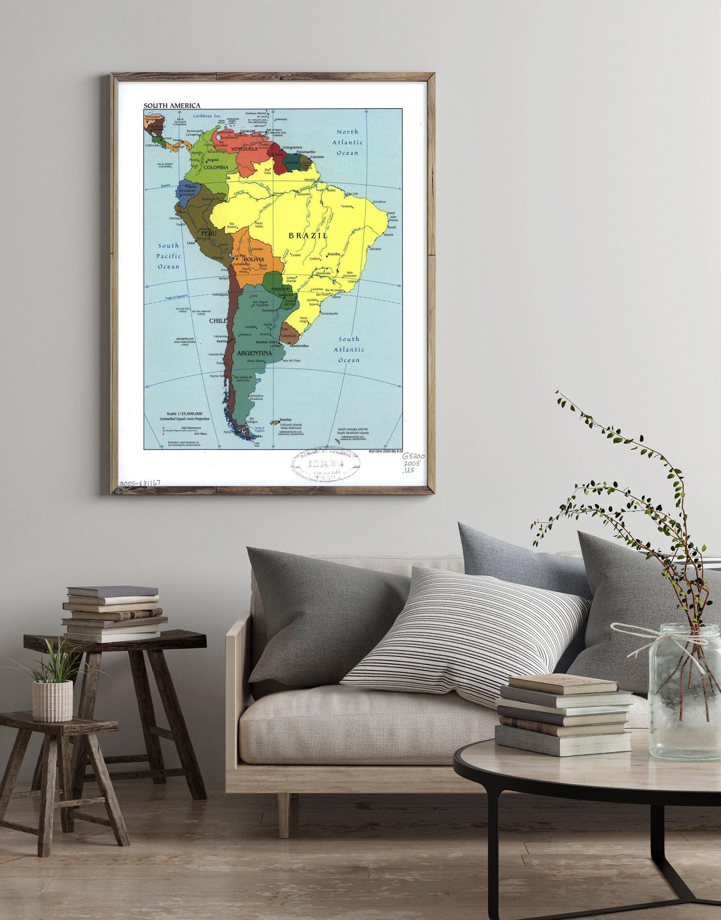 2005 Map| South America| South America Map Size: 18 inches x 24 inches - New York Map Company
