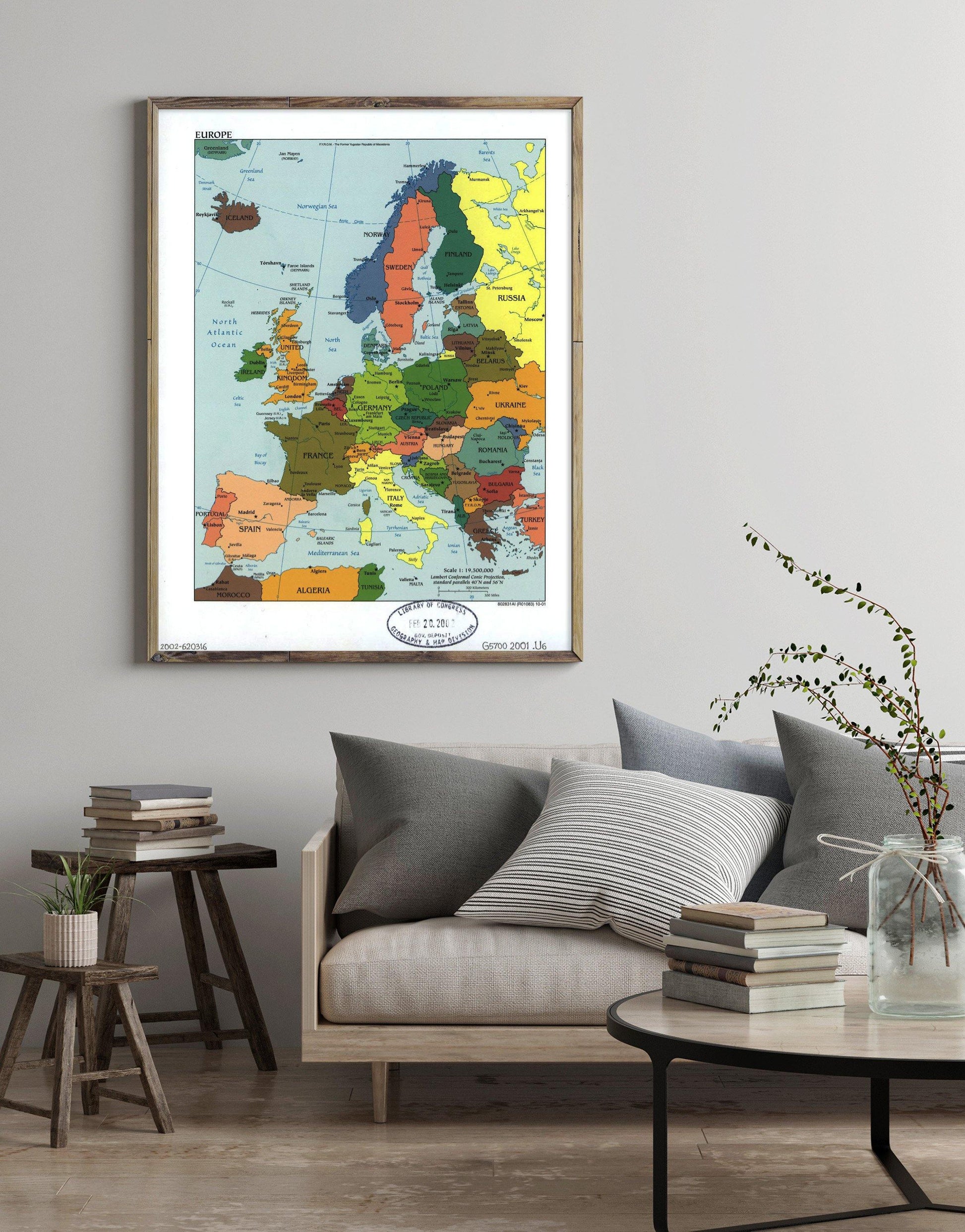 2003 Map| Europe| Europe Map Size: 18 inches x 24 inches |Fits 18x24 s - New York Map Company